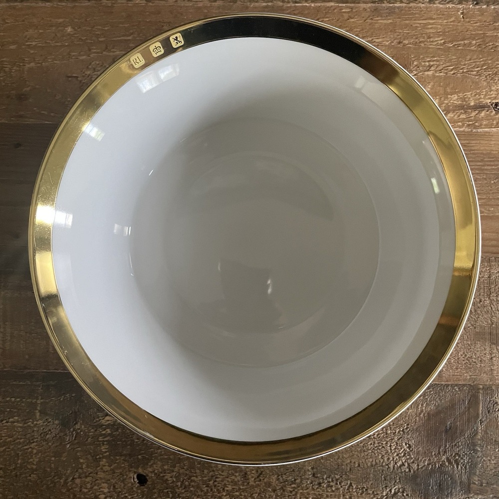 Vtg POLO RALPH LAUREN Academy Gold Rim China 9" Round Vegetable Serving Bowl